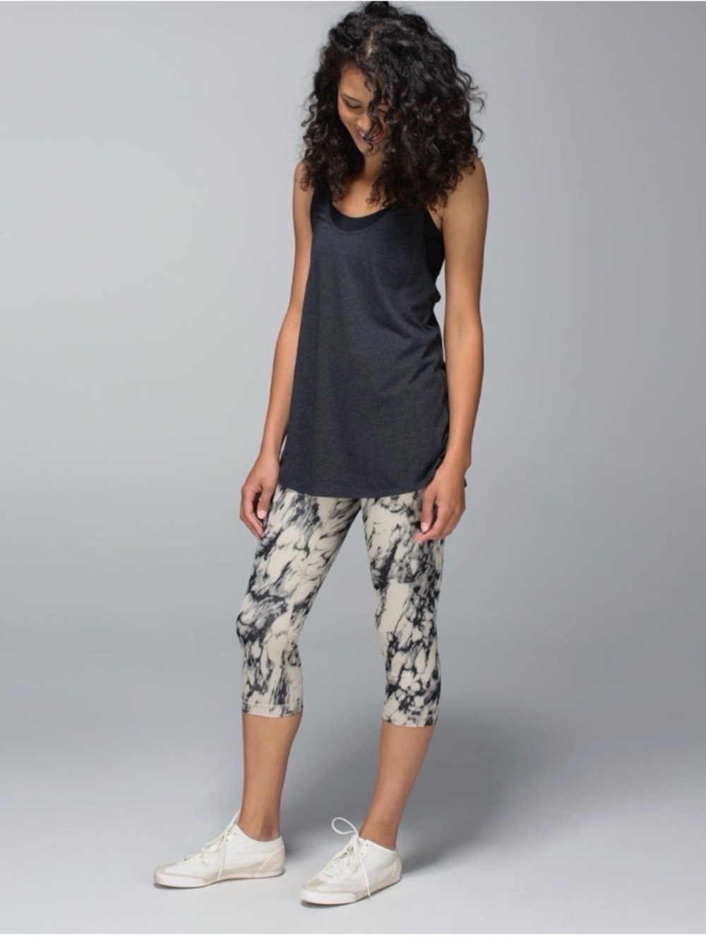 lululemon athletica Marble-Print Capri Leggings - Cream & Black